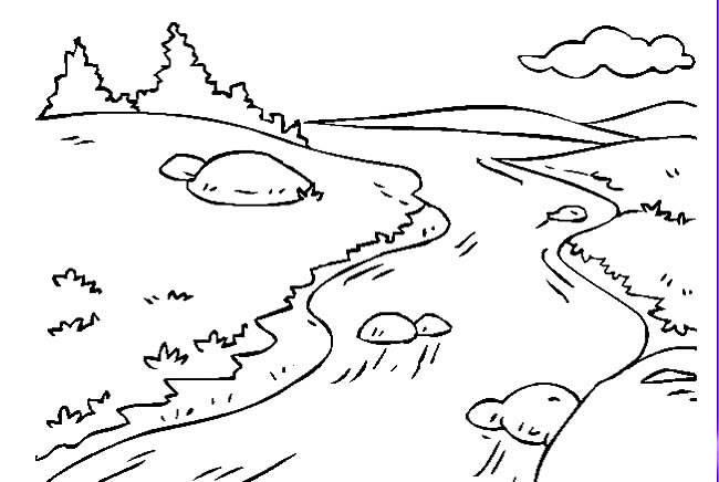 小溪简笔画 小河简笔画彩色