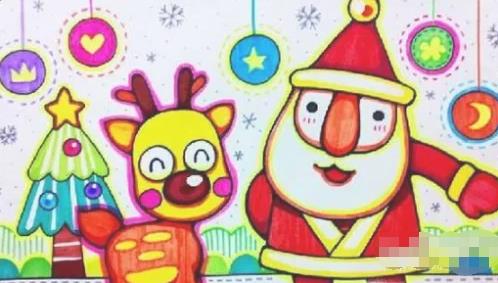 儿童圣诞节彩色画怎么画