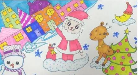 儿童圣诞节彩色画怎么画