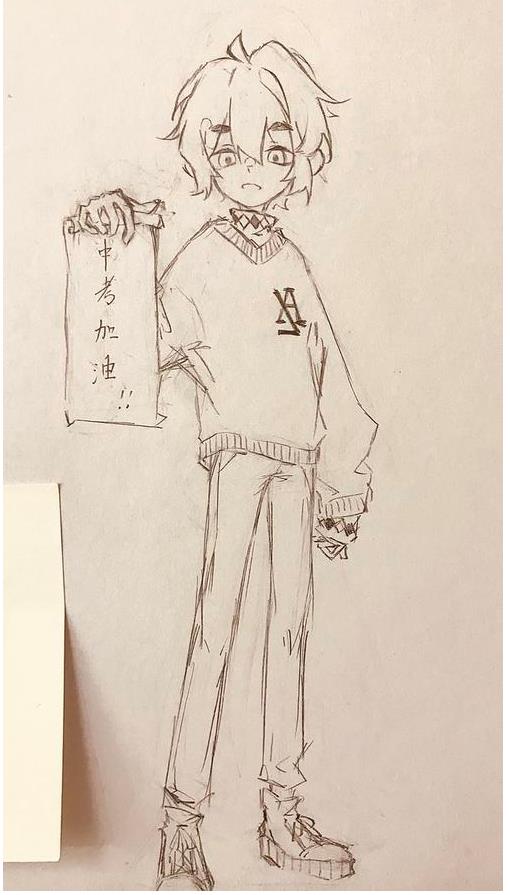 2023年最新以中考加油为主题的简笔画作品