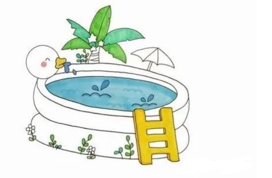 绘画教程|夏天游泳的简笔画怎么画好看