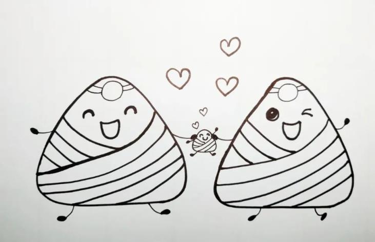 一盘粽子怎么画简笔画图片可爱