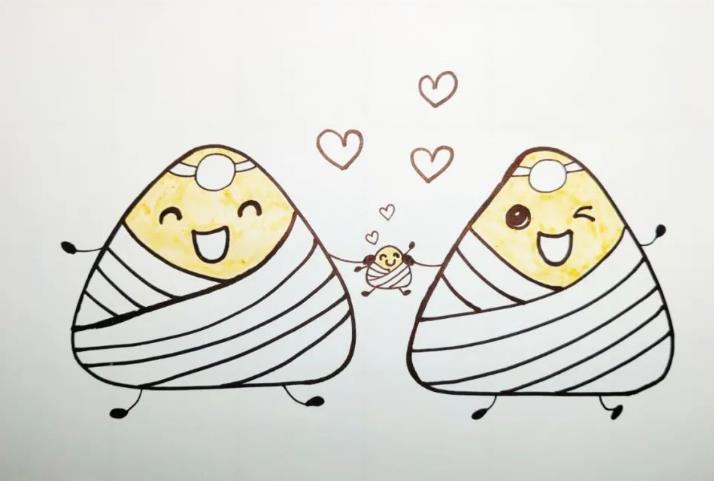 一盘粽子怎么画简笔画图片可爱