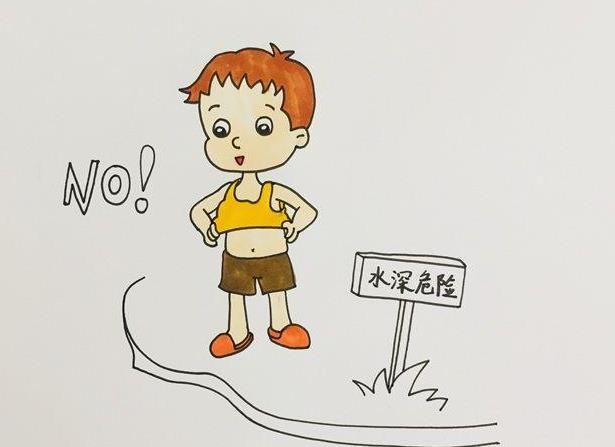 2023禁止下水游泳手抄报简笔画欣赏