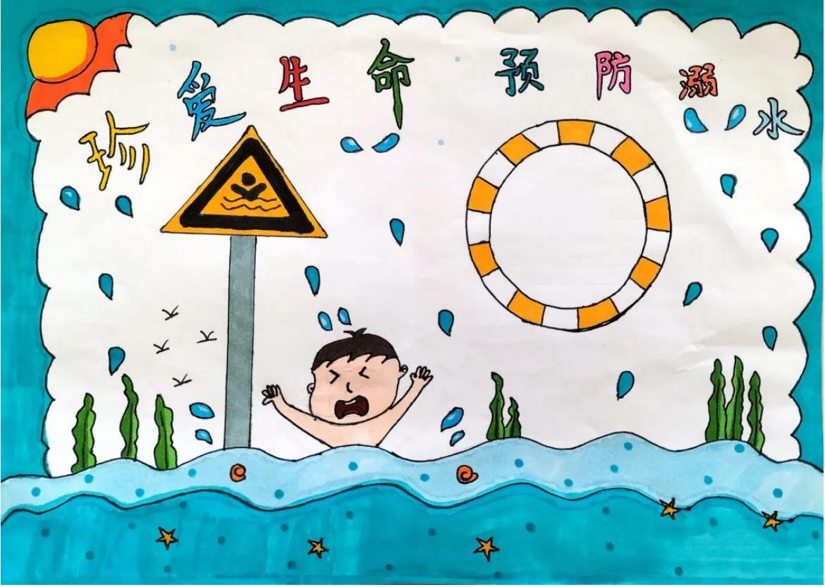 儿童防溺水标志图片简笔画简单又漂亮