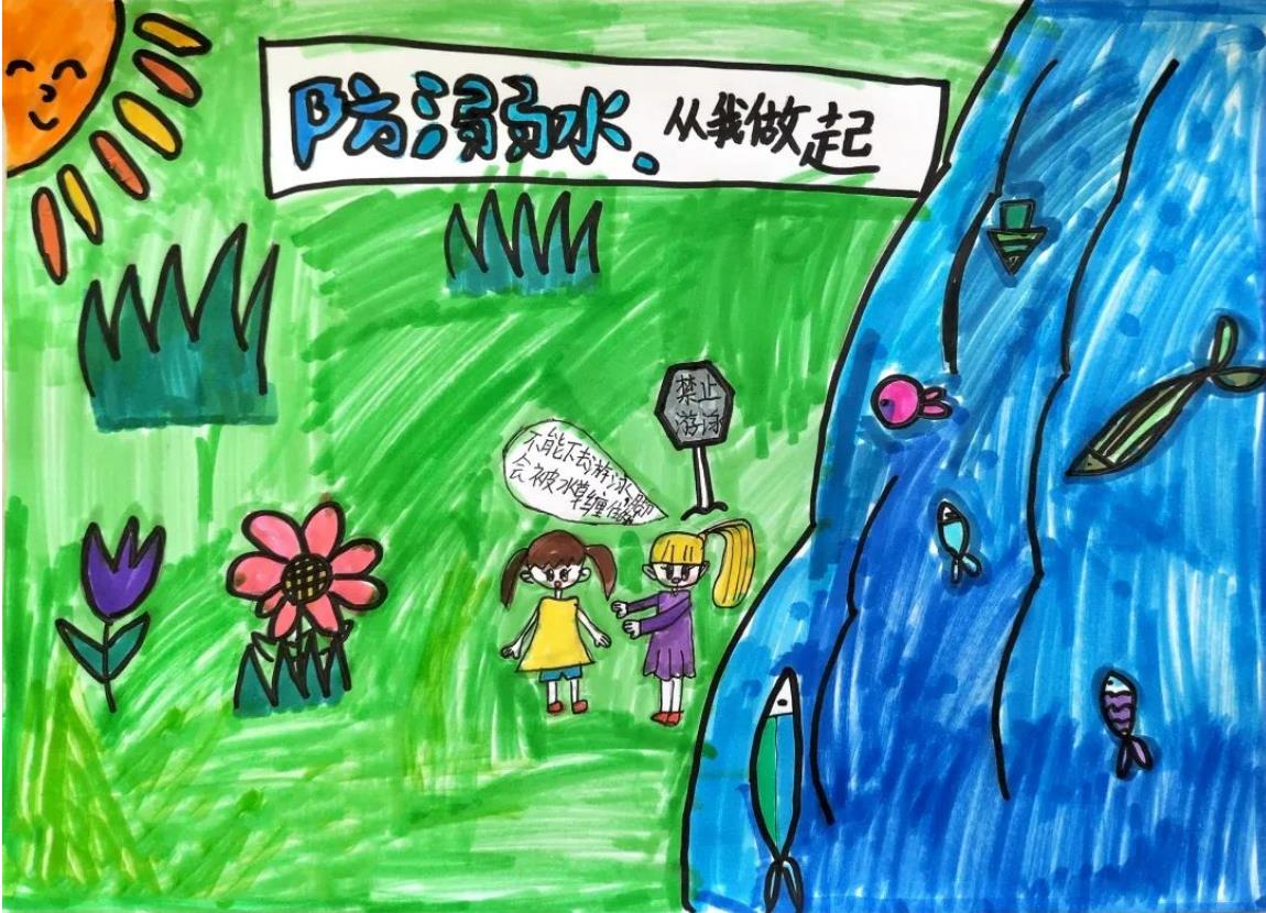 儿童防溺水标志图片简笔画简单又漂亮