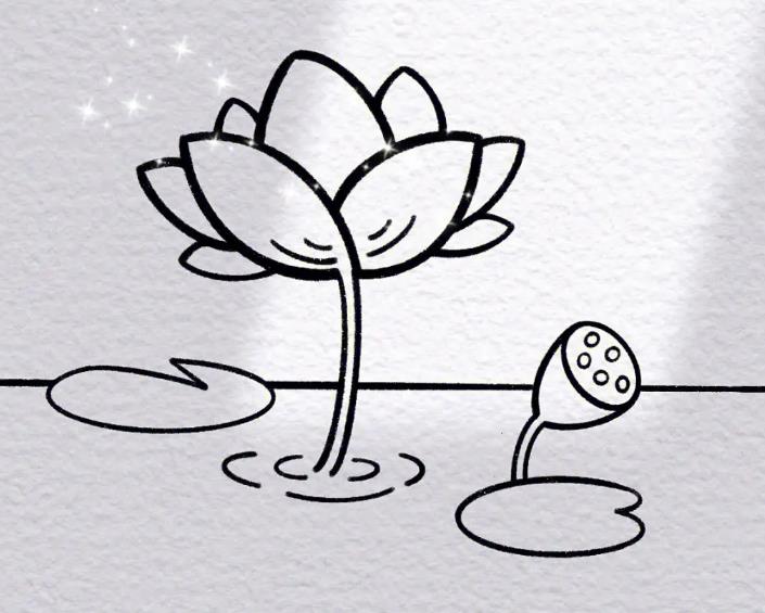2023的夏天荷花简笔画图片欣赏