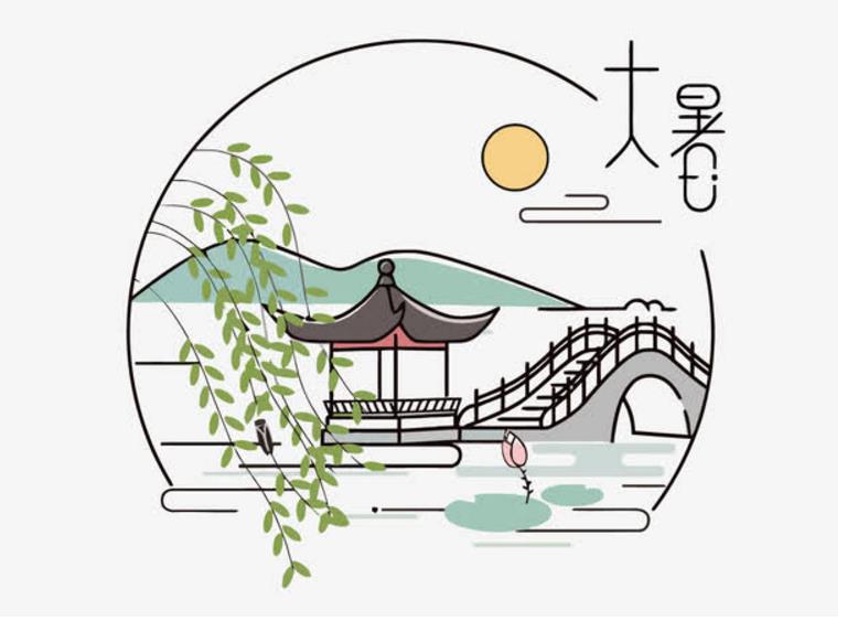 大暑节气的简笔画图片大全(含模板素材)