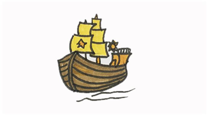 儿童创意美术：古代的船怎么画