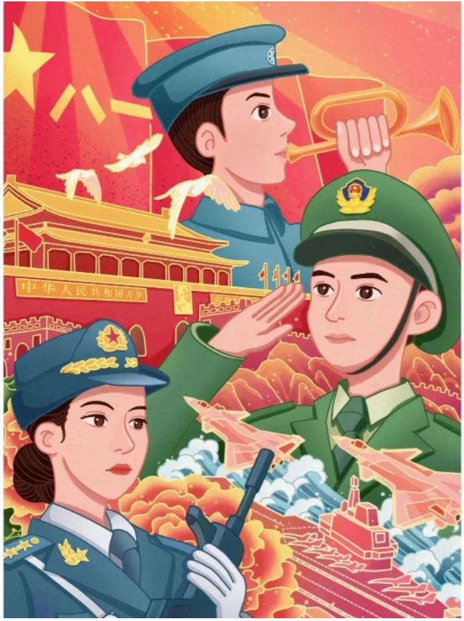 八一建军节主题绘画简笔画作品欣赏