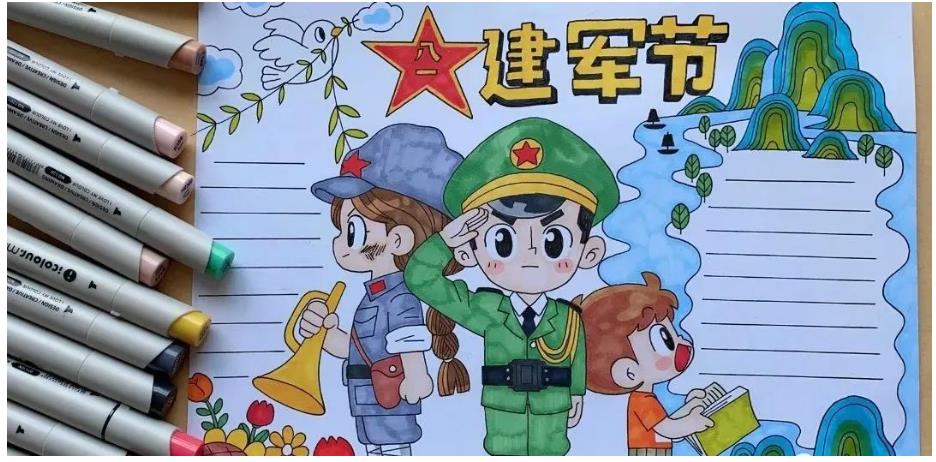 八一建军节主题绘画简笔画作品欣赏