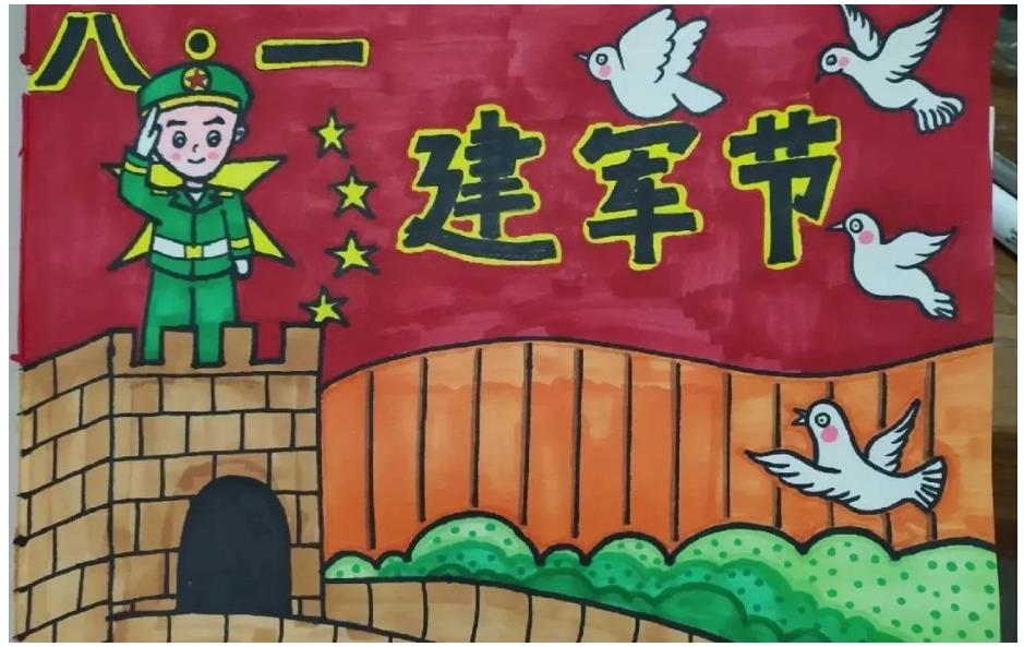 八一建军节主题绘画简笔画作品欣赏