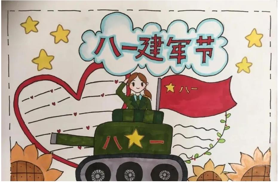 八一建军节主题绘画简笔画作品欣赏