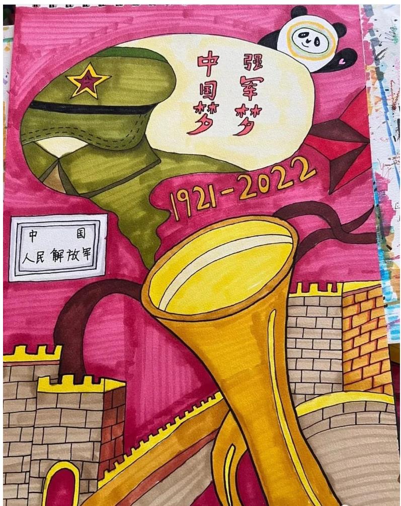 八一建军节主题绘画简笔画作品欣赏