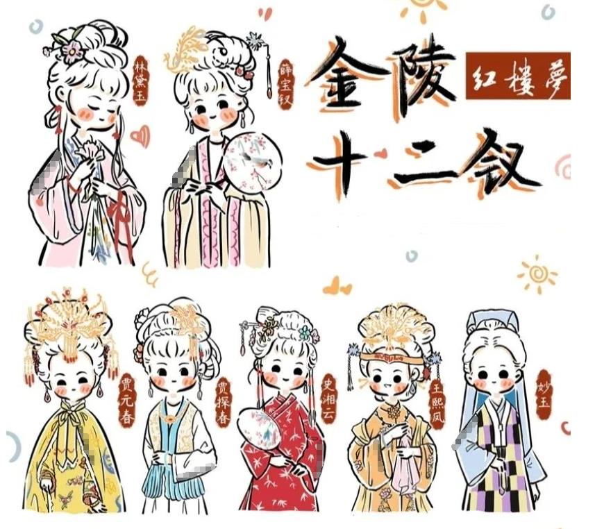 儿童创意美术:红楼梦人物画像简笔画作品欣赏