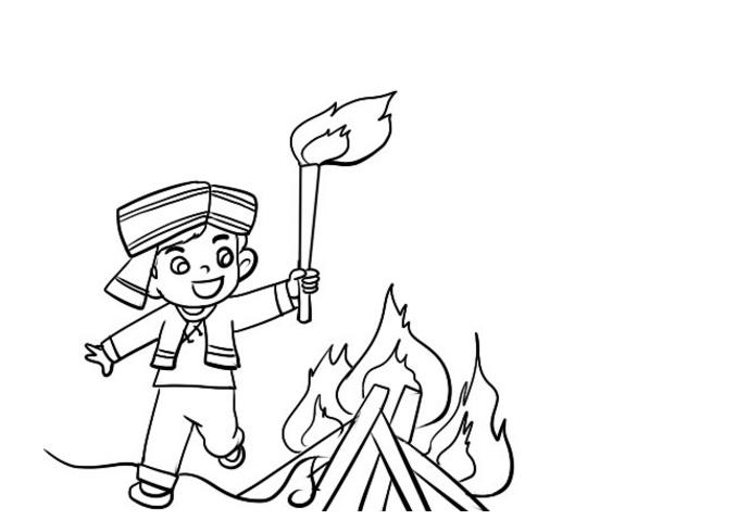 手绘火把节简笔画怎么画简单又漂亮