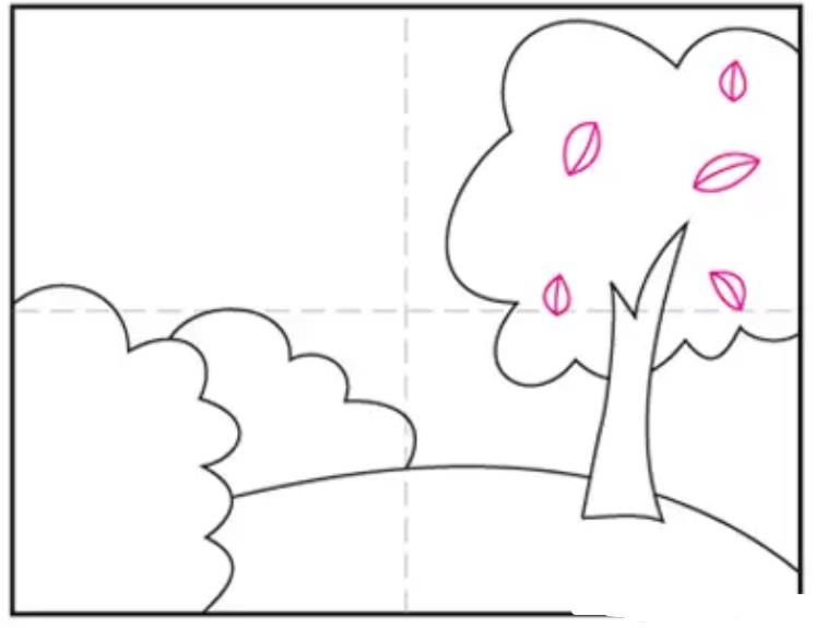 简单易学的秋天落叶场景简笔画