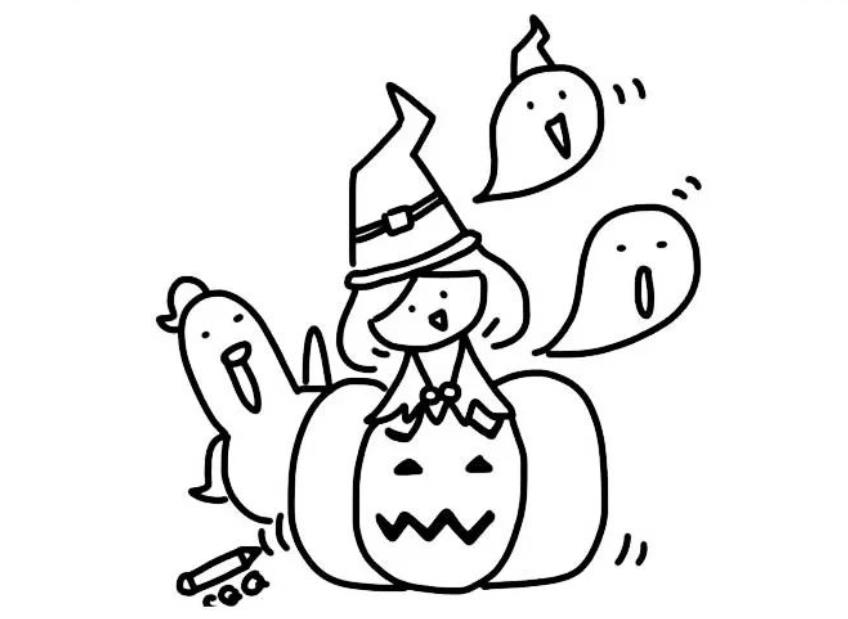 万圣节主题画简笔画女巫怎么画