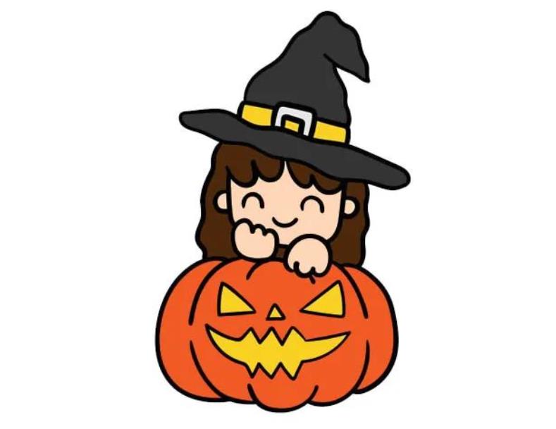 万圣节主题画简笔画女巫怎么画