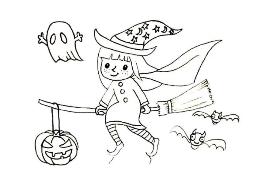 万圣节主题画简笔画女巫怎么画