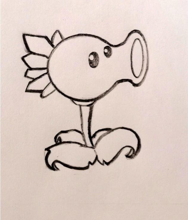 植物大战僵尸寒冰射手简笔画教程