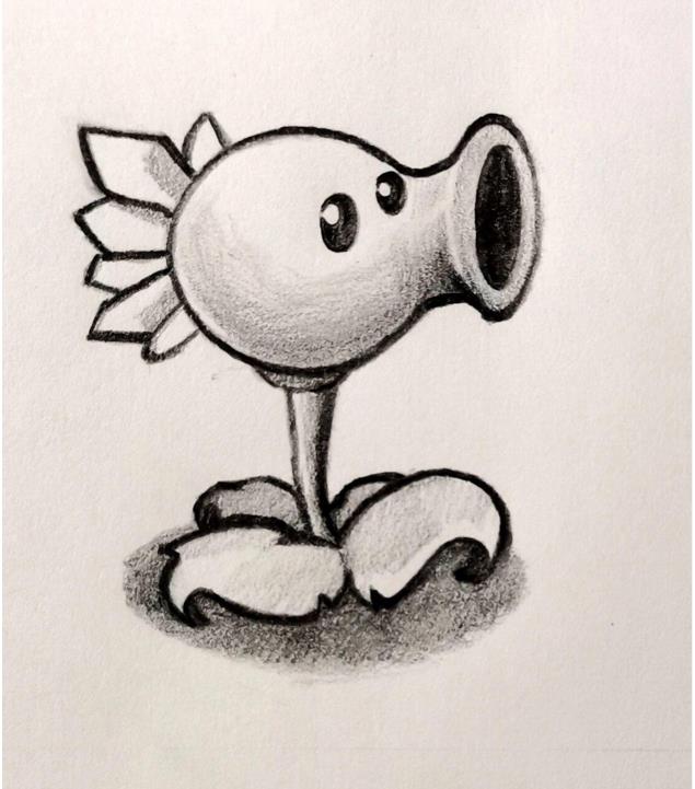 植物大战僵尸寒冰射手简笔画教程