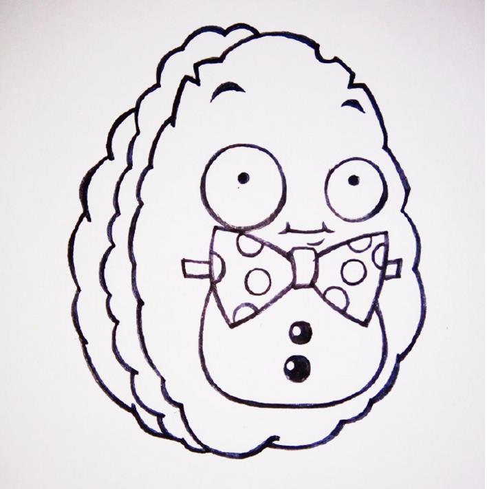 植物大战僵尸里的坚果简笔画彩色