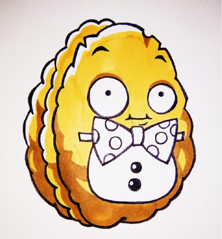 植物大战僵尸里的坚果简笔画彩色