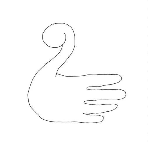 手掌可以画什么图案简笔画(天鹅)