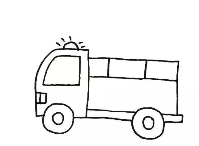 儿童创意美术:一步一步教你画消防车四年级