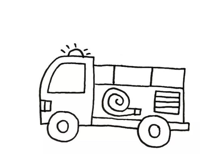 儿童创意美术:一步一步教你画消防车四年级