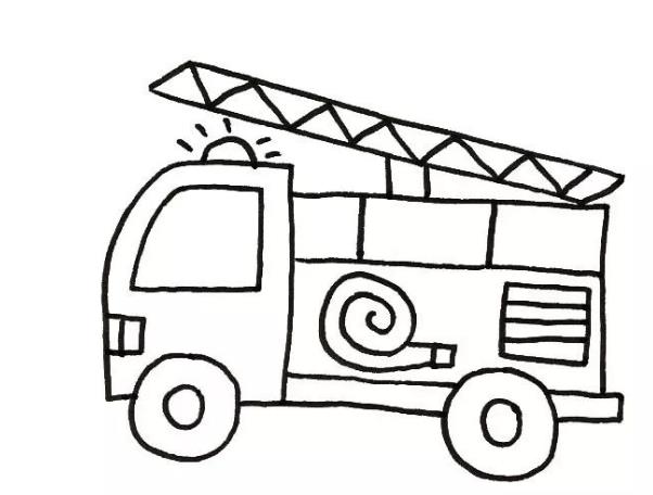 儿童创意美术:一步一步教你画消防车四年级