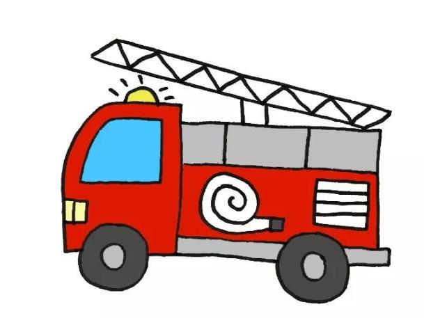 儿童创意美术:一步一步教你画消防车四年级
