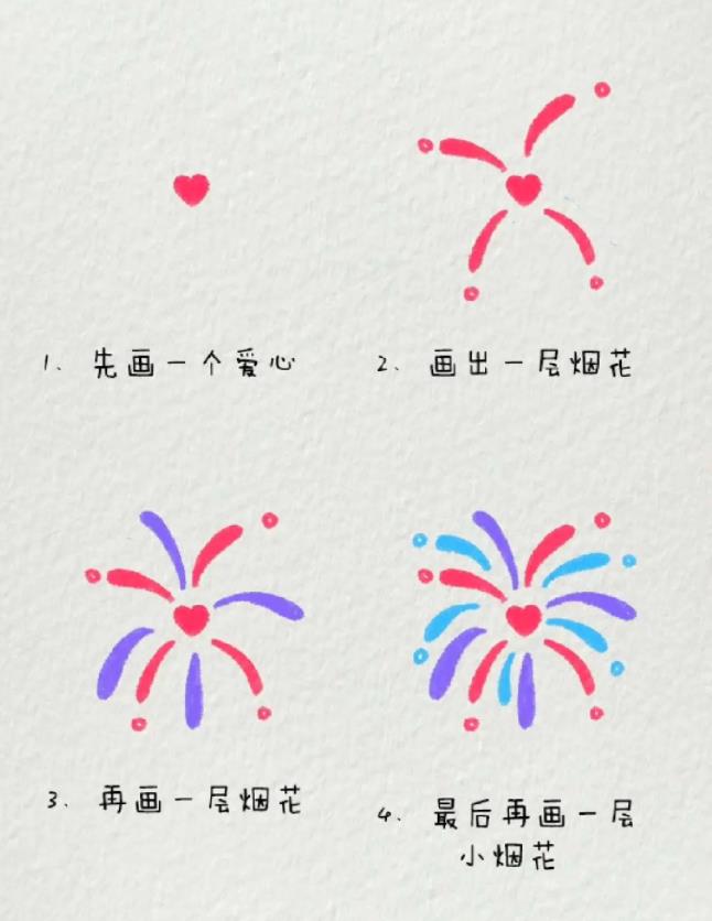 烟花怎么画简单又漂亮带颜色