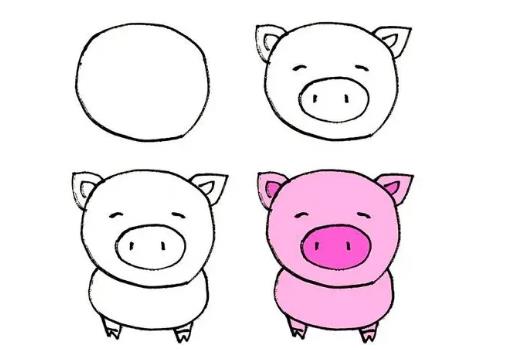 用3个0画一头猪怎么画?小猪简笔画可爱又简单
