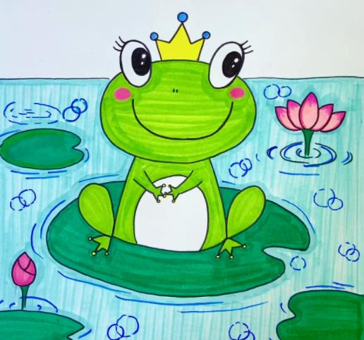 青蛙荷叶简笔画一步一步教程