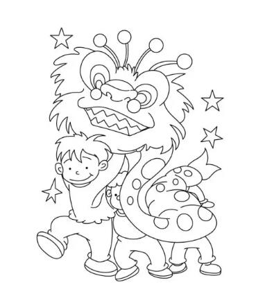 过年舞狮简笔画图片可爱大全精选2024