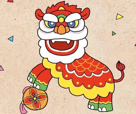 过年舞狮简笔画图片可爱大全精选2024
