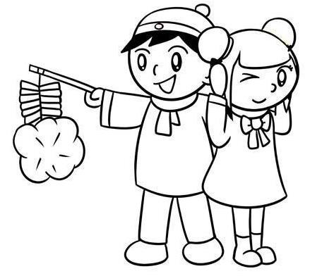 2024春节场景画怎么画简笔画小学二年级