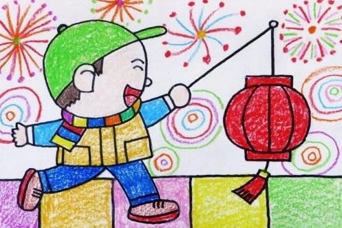 2024春节场景画怎么画简笔画小学二年级
