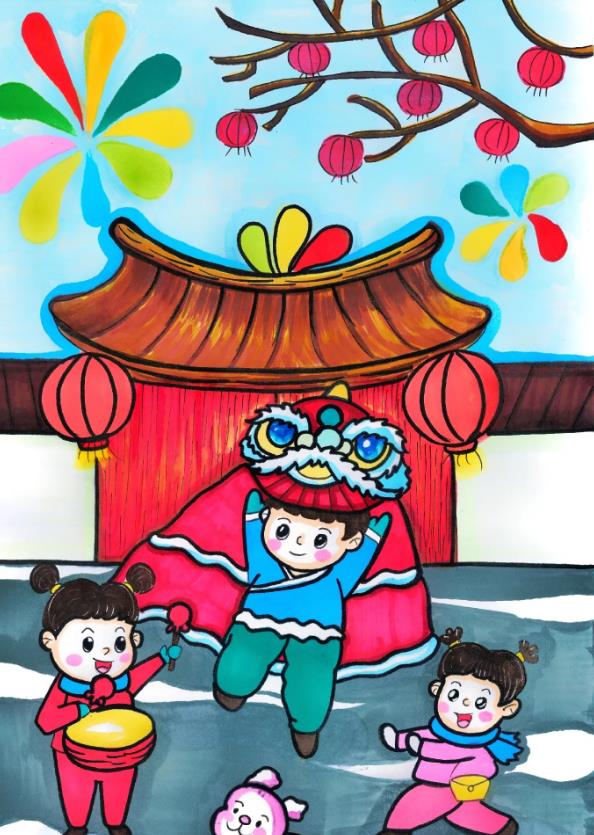 2024过年舞狮子头简笔画怎么画(含步骤教程)