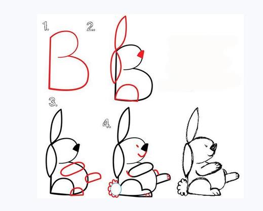 用字母画一只玉兔怎么画图片大全欣赏