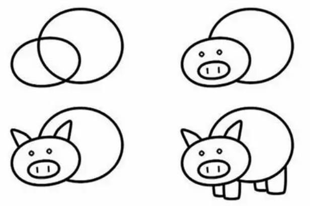 用数字画一只猪简笔画图片欣赏
