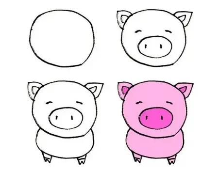用数字画一只猪简笔画图片欣赏