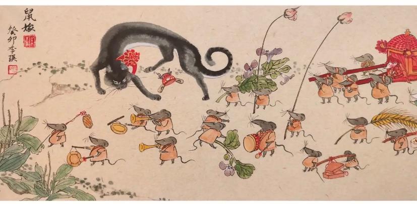 【简笔画】老鼠抬花轿简笔画图片大全