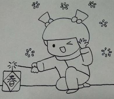 除夕放爆竹简笔画怎么画图片欣赏