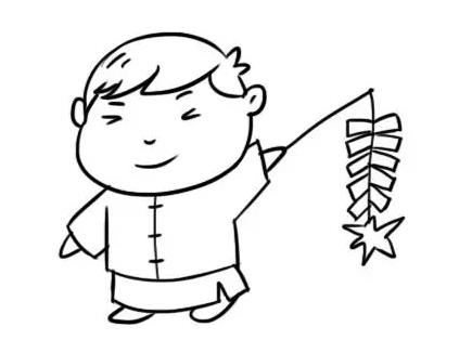 除夕放爆竹简笔画怎么画图片欣赏