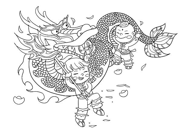 最新版的元宵节舞龙图片简笔画图片分享