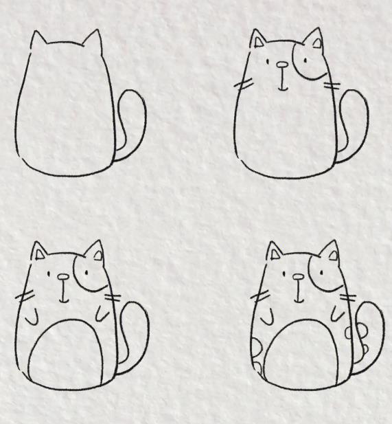 怎么画一只简单的猫可爱简笔画图片分享