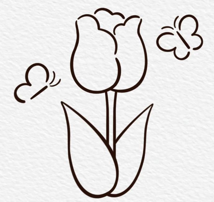 郁金香简笔画简单又好看画法图片大全